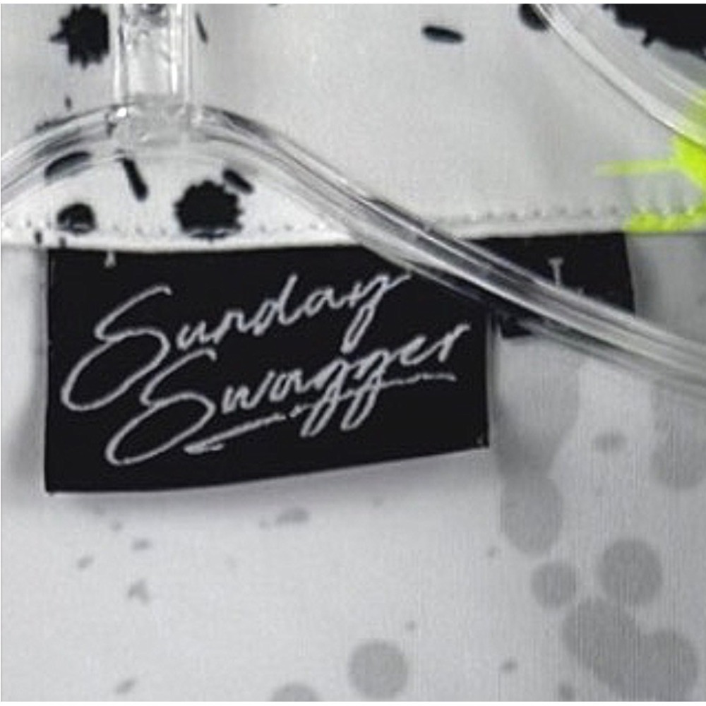 Sunday Swagger Polo Shirt Men Large White Neon Splatter Performance Stretch Golf - Picture 4 of 10